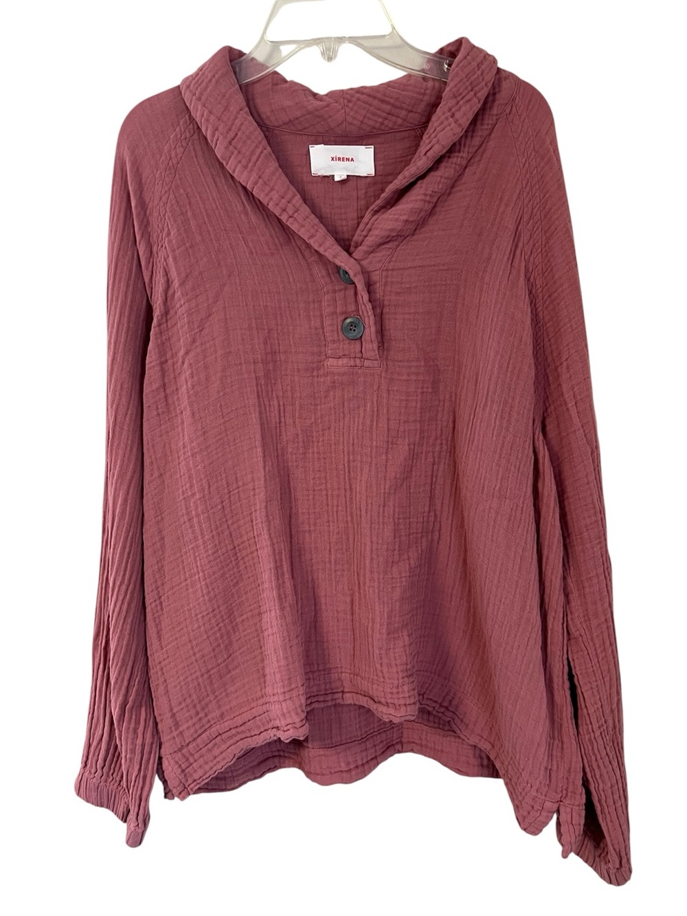 Xirena Qwynn Top Women’s S Rose Pink Chelsea Gauze Cotton Popover Blouse Collar